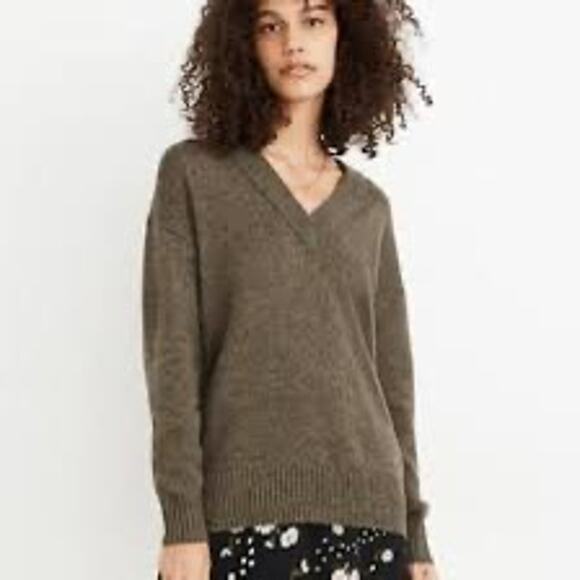 Madewell Womens Long Sleeve Bartlett Wool-Blend Sweater Pullover Green Size XL - Picture 1 of 6